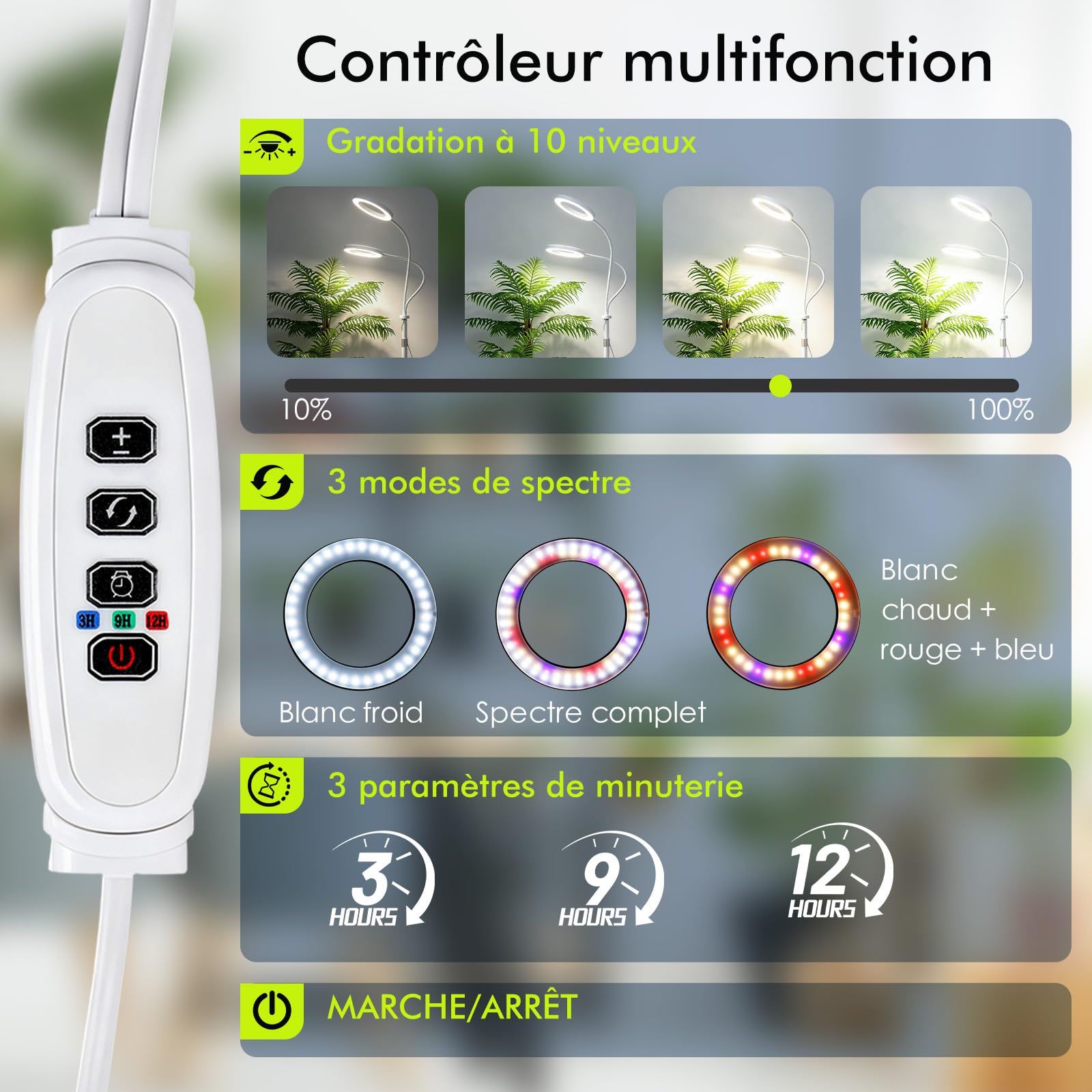 Lampe Horticole LED pour Plantes d'Intérieur, Lampe de Croissance