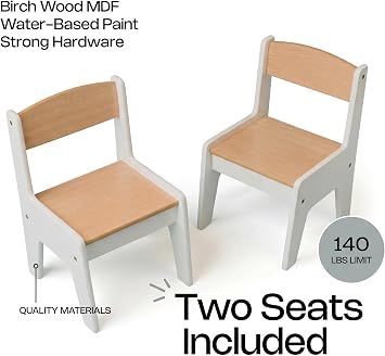 Art Table for Kids - 3 in 1 Kids Table and Chairs Set (2 Chairs Included), White Wooden Craft Table for Kids with Bookshelf and Paper Roller, Arts & Crafts Activity Table - Kids Art Table by Cal & Rye