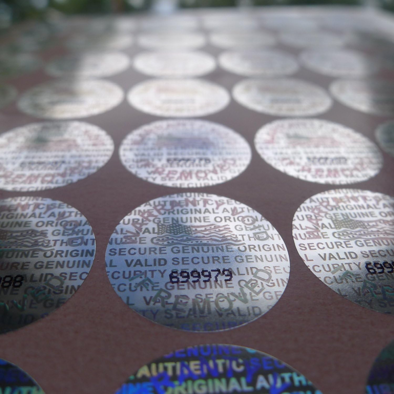 Brand - 13 mm - 1/2 inch 1000 Round Bright Silver Hologram Sequentially Numbered Tamper Evident Security Labels/Stickers