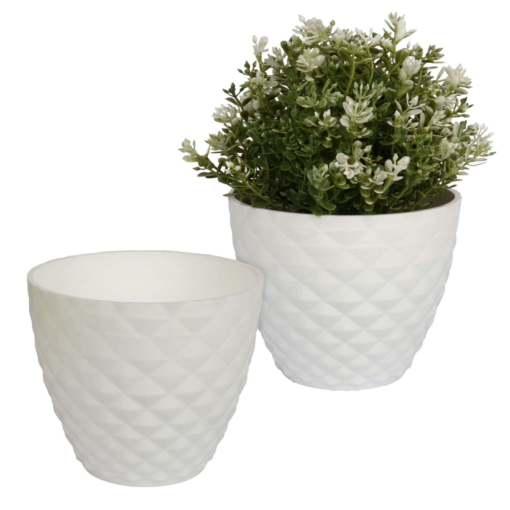 Kuber Industries Flower Pot | Flower Planter Pots for Indoor & Outdoor | Pot for Garden & Balcony Flowering | Diamond Flower Pot | 6 Inch | Pack of 2 | White (B0CW677XZY) Amazon Price History, Amazon Price Tracker