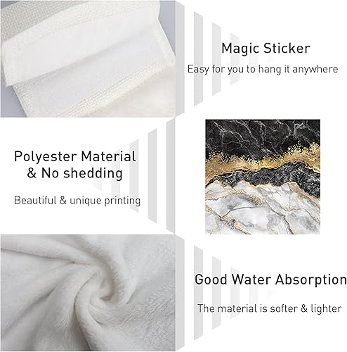 Miniatura 7 de Toalla de cocina colgante de mármol negro de 19 x 12.5 pulgadas, juego de 2 paños de cocina para bar de té, toalla seca, suave, absorbente,