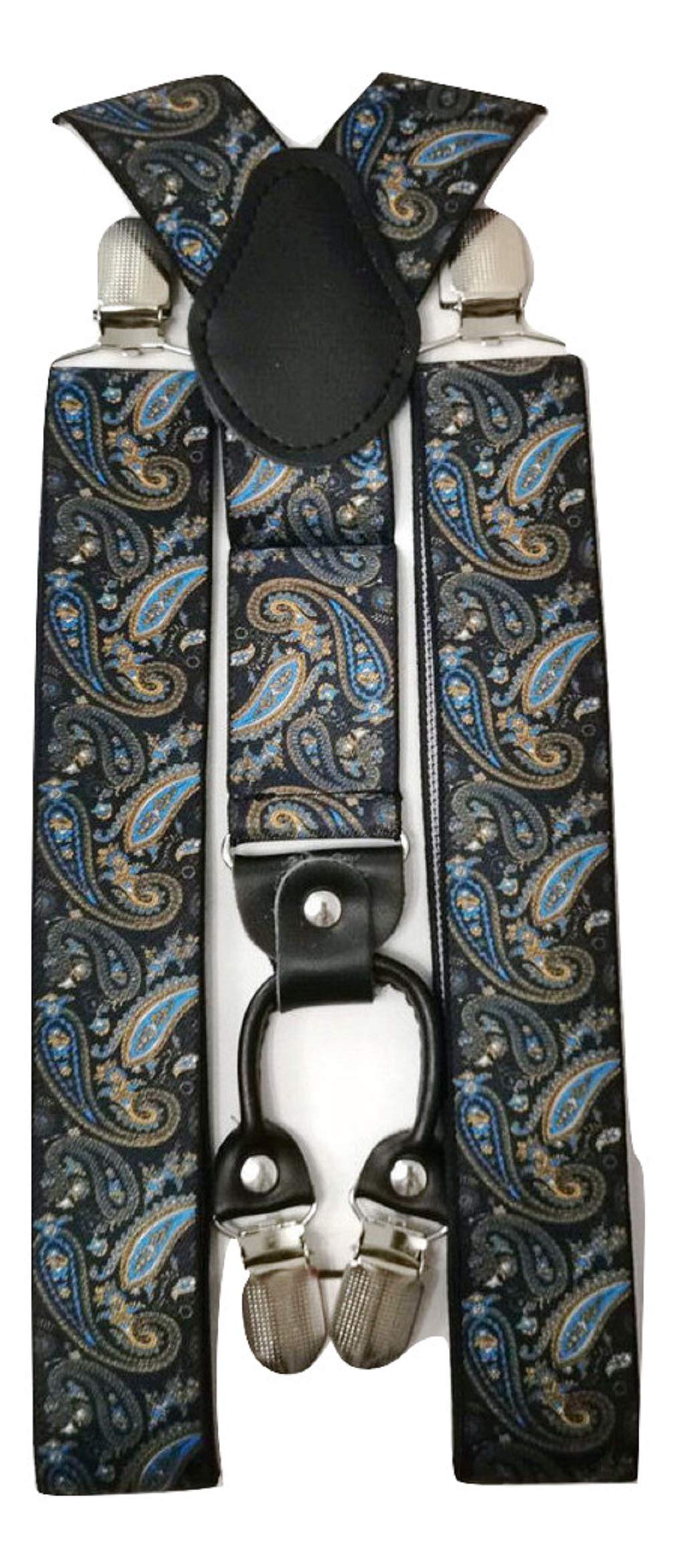 L&L® Standard Durable Mens Ladies Braces Suspender Elastic 3.5cm Wide Paisley (Dark Paisley)