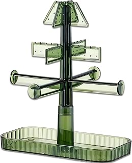 حامل القلائد والأقراط - عرض مجوهرات بلاستيكي متعدد الأغراض لتعليق والأساور - مثالي لتنظيم وعرض إكسسواراتك المفضلة اخضر أكريليك