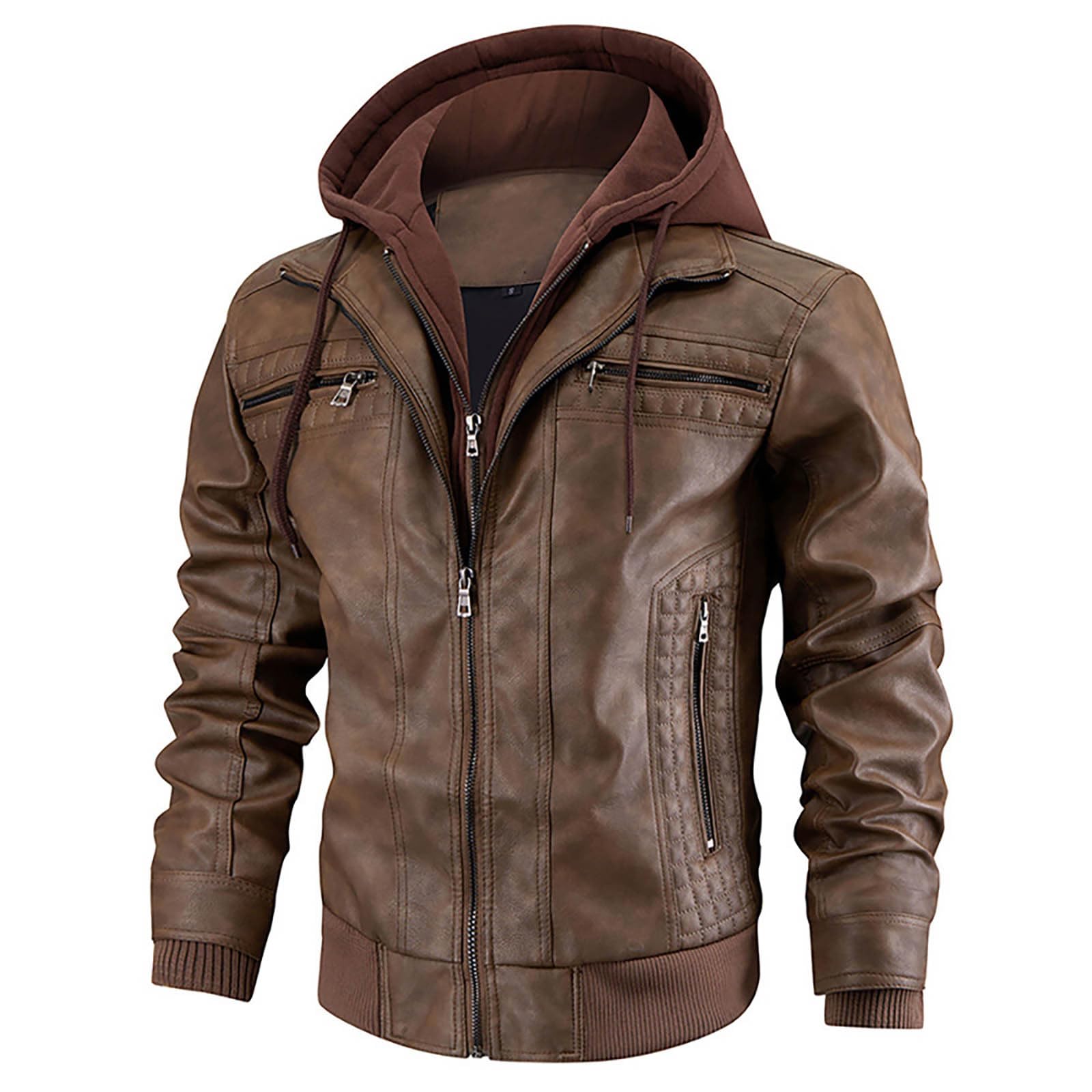 Chaqueta cortavientos con capucha para hombre, ligera, informal, de temporada, de piel sintética con construcción cómoda para caminar, senderismo, viajes, viajes y capas de clima suave