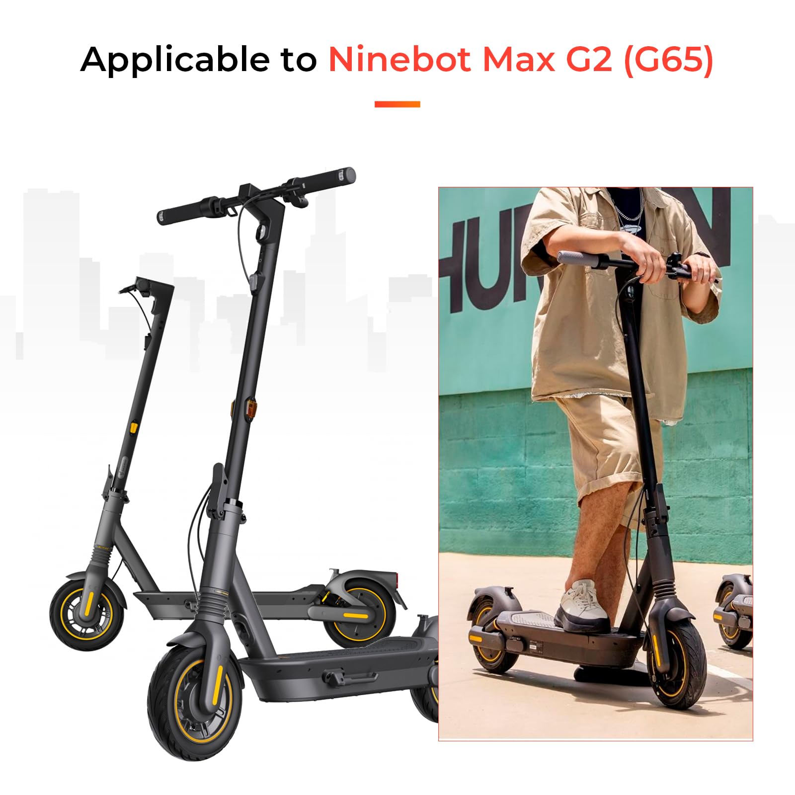 1 pneu sans chambre à air 60/65-6,9 avec valve avec colle intégrée réparable pour scooters Segway Ninebot Max G2 10 pouces pneu antidérapant auto-réparateur