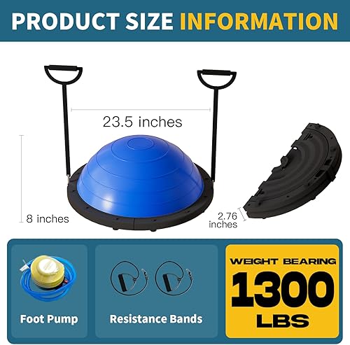 Miniatura 4 de Vtory Foldable Balance Ball, Upgrate Half Ball Balance Trainer for Workout, 1300 lbs Capacity Stability Ball, 23.5 Inch Yoga Half Ball, with