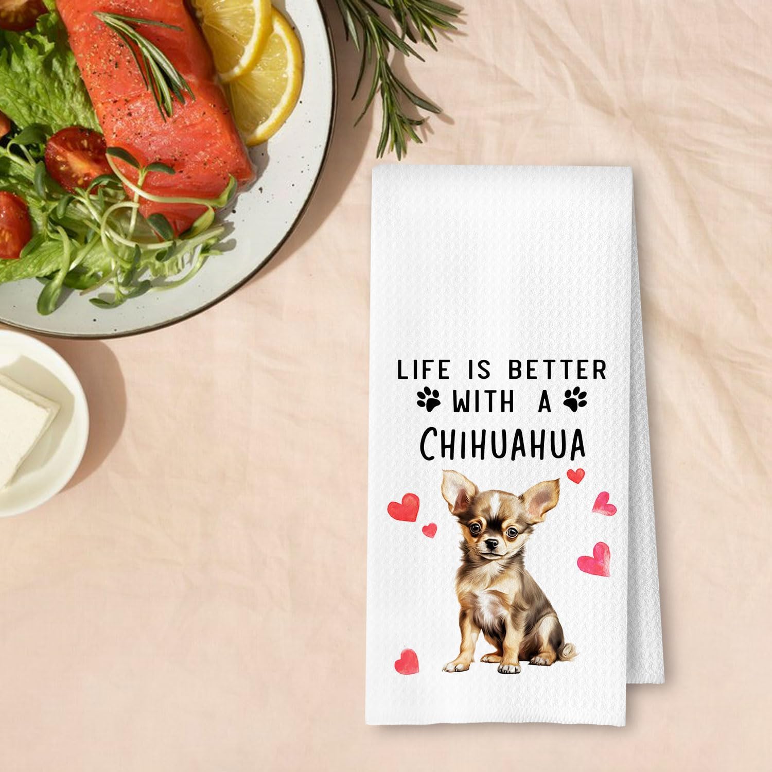 Chihuahua Dog Kitchen Towels, Chihuahua Gifts for Women Dish Tea Towels for Kitchen Decor, Dog Lovers Mom Gifts Decorative Hand Towel for Bathroom, 16x24 Inches - Image 4