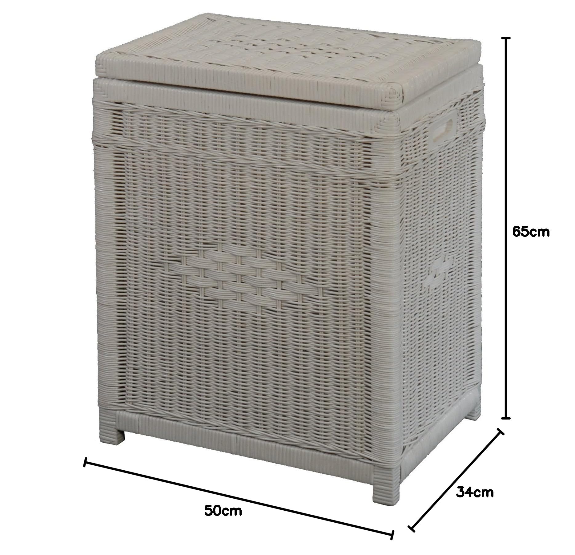 Wäschetonne/Wäschekorb aus Rattan in der Farbe Weiss DE