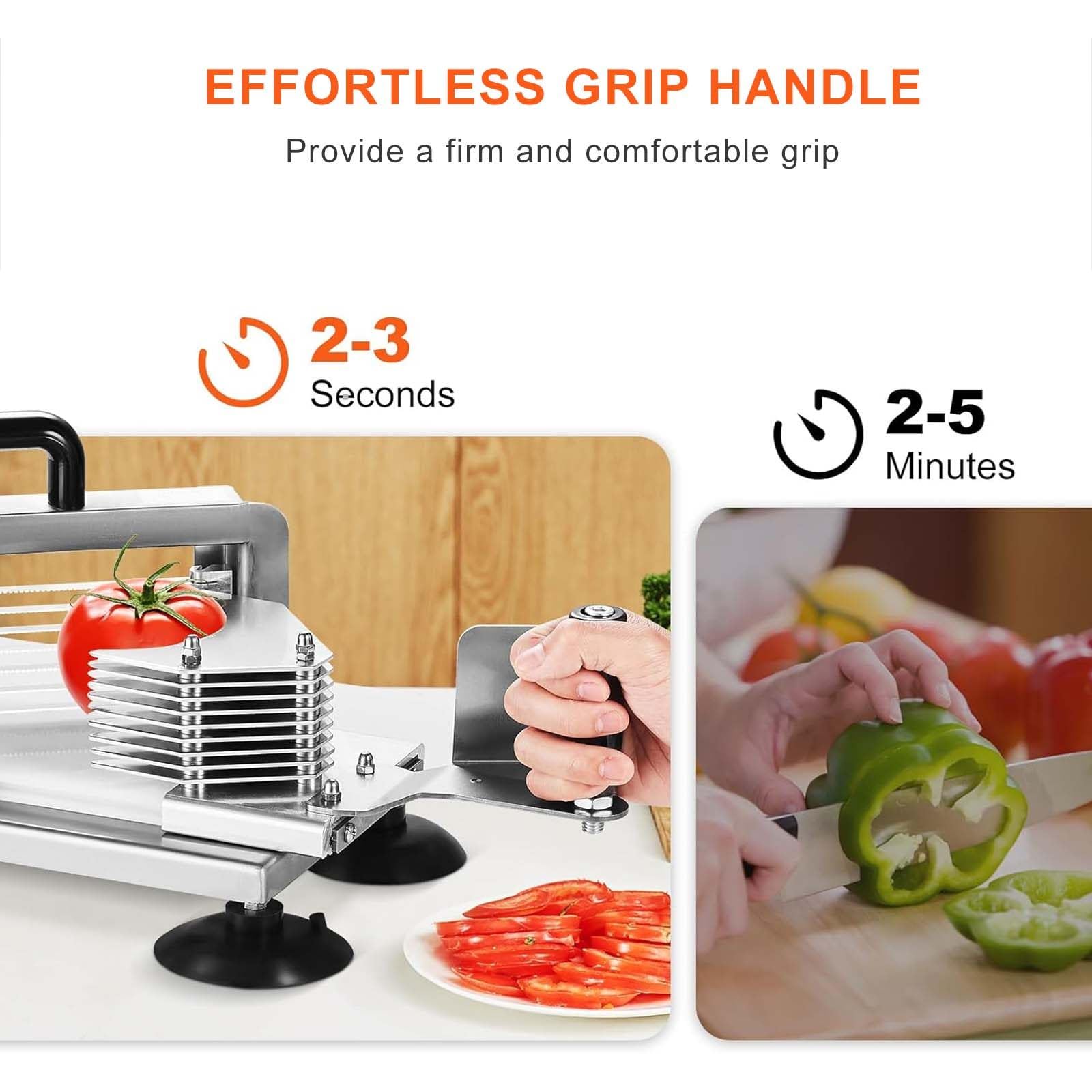 Cortadora De Cebolla Y Repollo Profesional, Cortadora De Tomates De Acero Inoxidable, Procesador De Alimentos Manual Con Patas Antideslizantes, Para Cortar Tomates, Pepinos Y PláTanos,3"8(9.5mm)