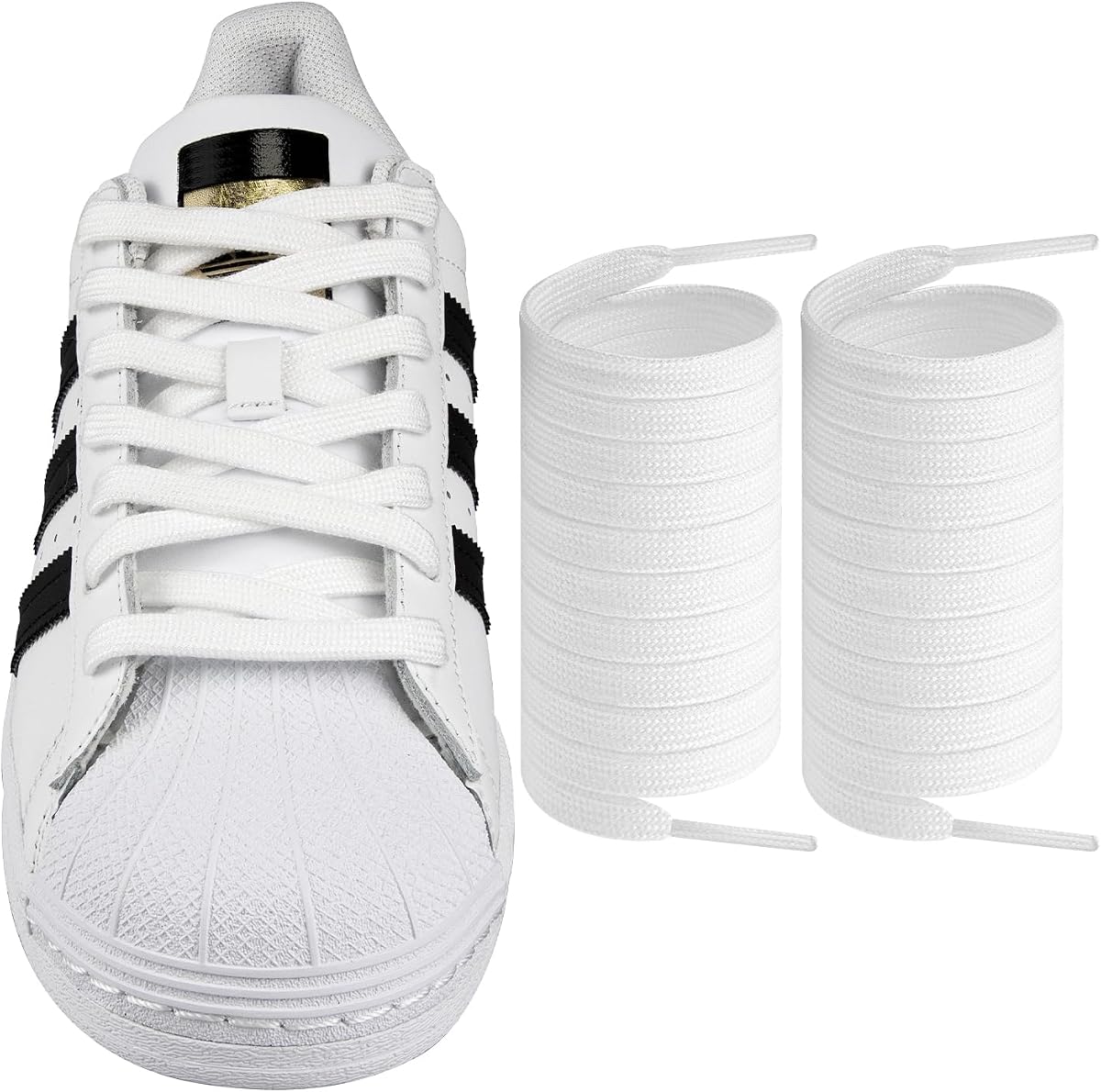 Shoe Laces for Adidas Superstar Replacement Shoelaces Strings | 8MM Flat Laces | Material: Polyester