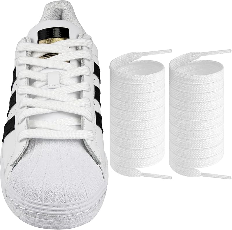 Shoe Laces for Adidas Superstar Replacement Shoelaces Strings | 8MM Flat Laces | Material: Polyester
