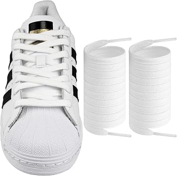 Endoto Shoe Laces for Adidas Superstar Replacement Shoelaces Strings | 8MM Flat Laces | Material Polyester