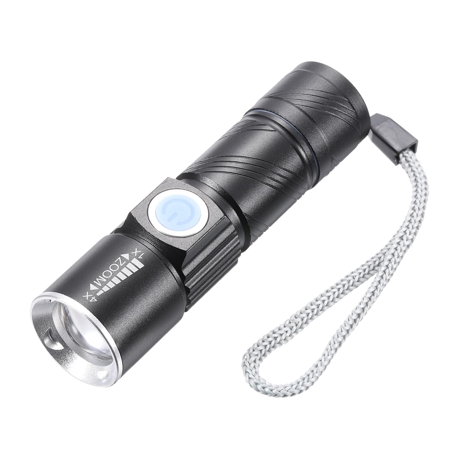 PATIKIL Scalable LED Flashlight, 3 Mode 395nm Aluminum LED Flashlight USB Rechargeable White Light Torch for Night Observation Camping Hiking, Black