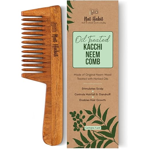 Nat Habit Neem Wooden Comb - Wide Tooth