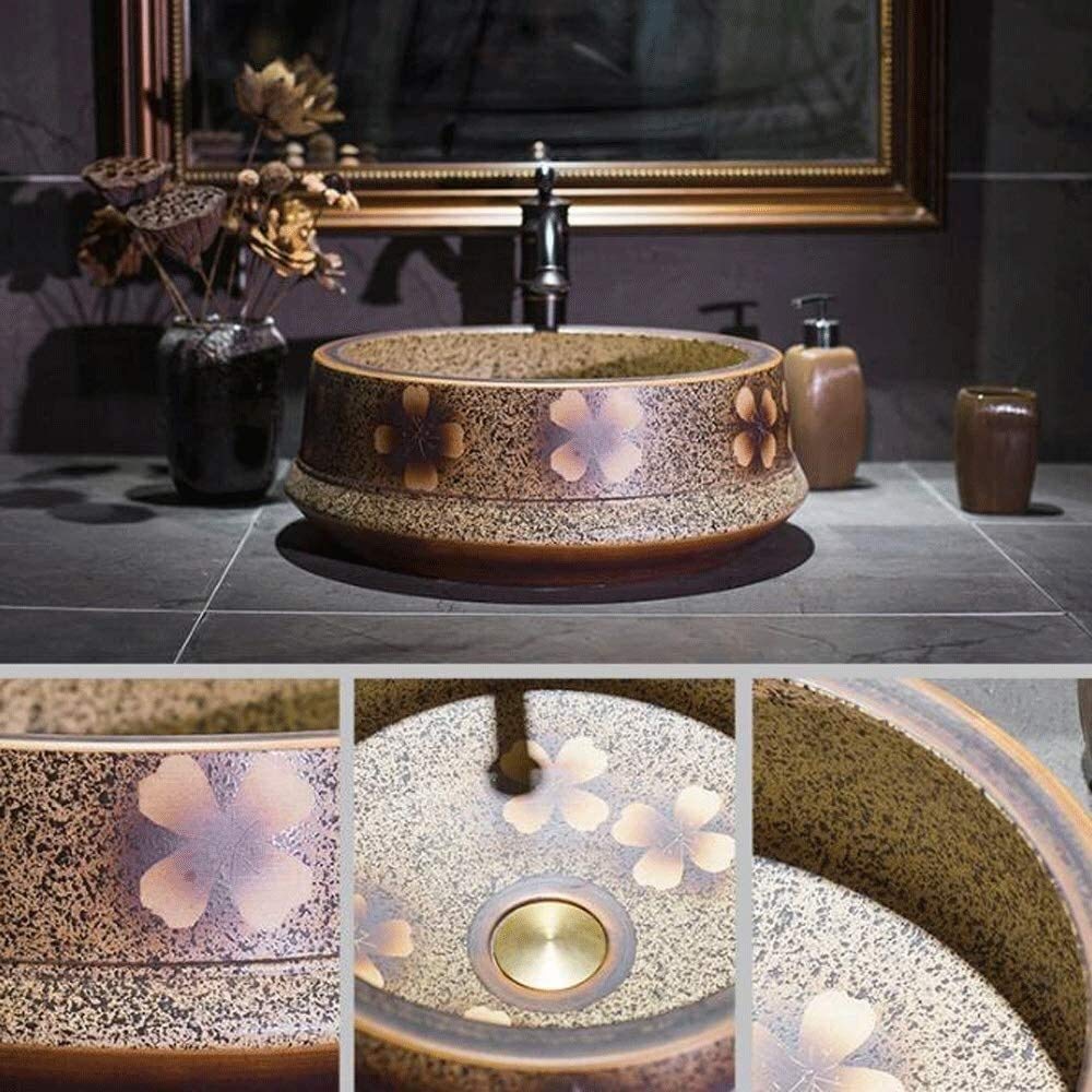 Szafka Pod Umywalkę Z Umywalką, Umywalka Łazienkowa, Umywalka Nablatowa, Brązowa, Okrągła, Porcelanowa, Ceramiczna, Umywalka Nablatowa, Umywalka Nablatowa
