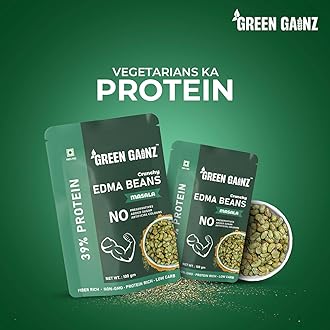 Green Gainz Roasted Edma Beans (Edamame) Masala Flavour (pack of 3-100gm each) |100% Veg High Protein Snack | No Added Sugar | Non-GMO | Rich in Fiber | No Gluten
