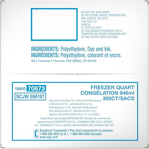 Miniatura 5 de Ziploc 696187 Bolsas de congelador con doble cremallera, 1Qt, 2.7Mil, 7 X 7 3/4, W/etiqueta transparente, 300/cartón