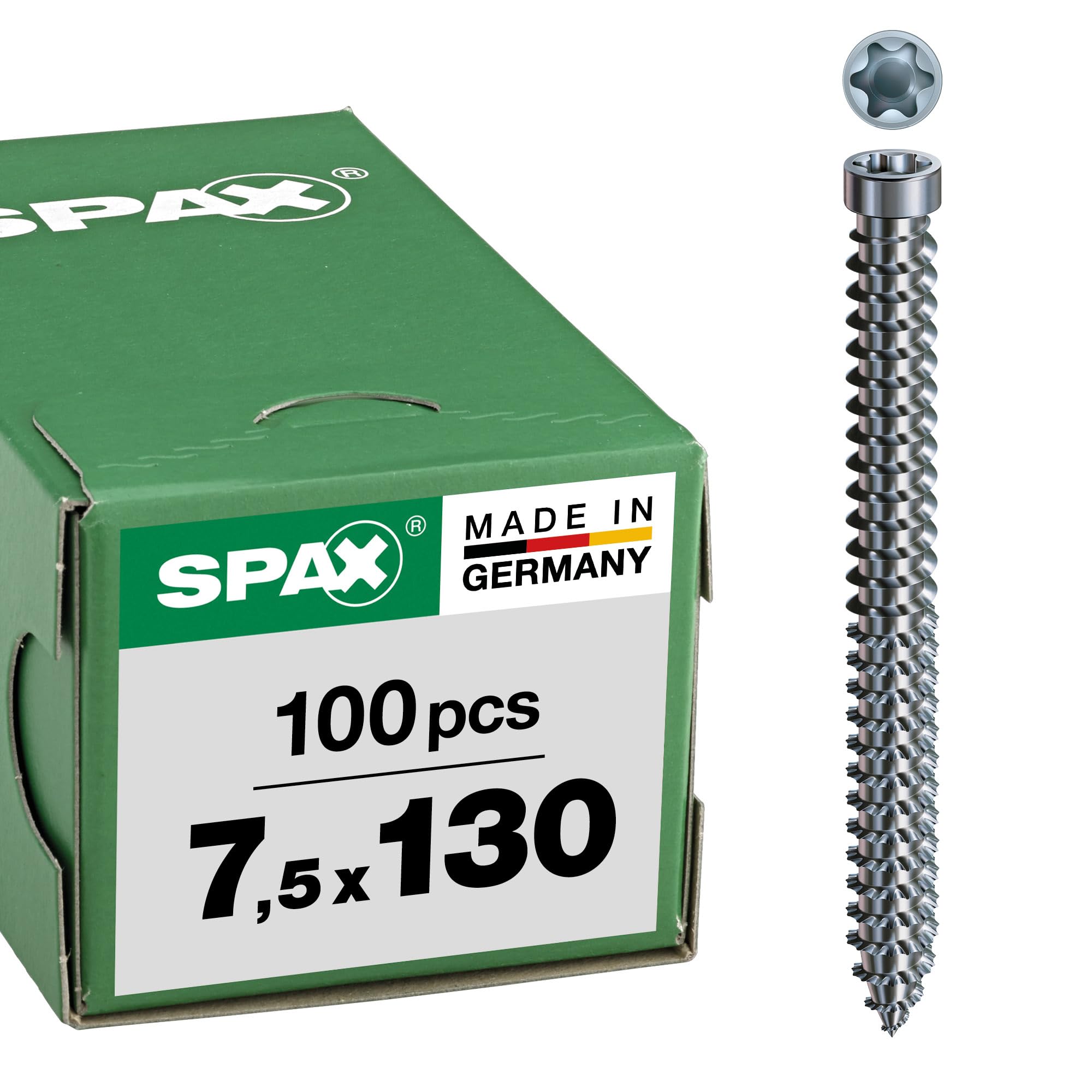 Spax TX30 - Tornillos para marcos de ventana (cabeza cilíndrica, 7,5 x 130 mm, 100 unidades)
