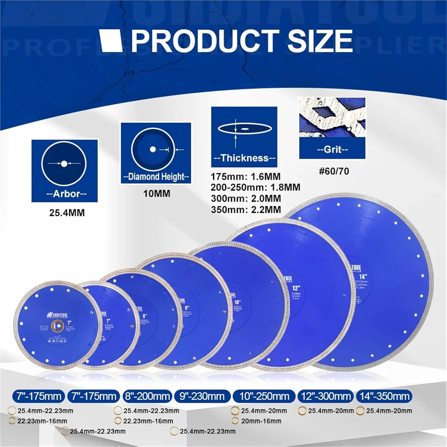 1/2/5個 直径75-350mm ダイヤモンド切断ディスク X メッシュ ターボソーブレード セラミックタイル 磁器 大理石 花崗