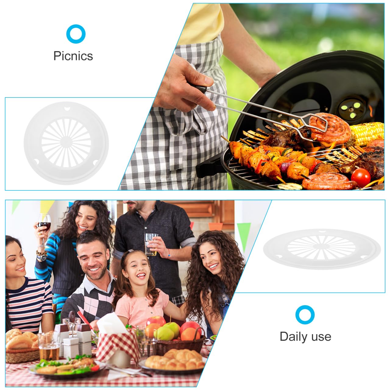DOITOOL 10 Stück wiederverwendbare Kunststoff-Papptellerhalter für Party, BBQ und Picknick, weiß, runde Pappteller, Tabletts, Grillteller, Support, Kunststoff Geschirr