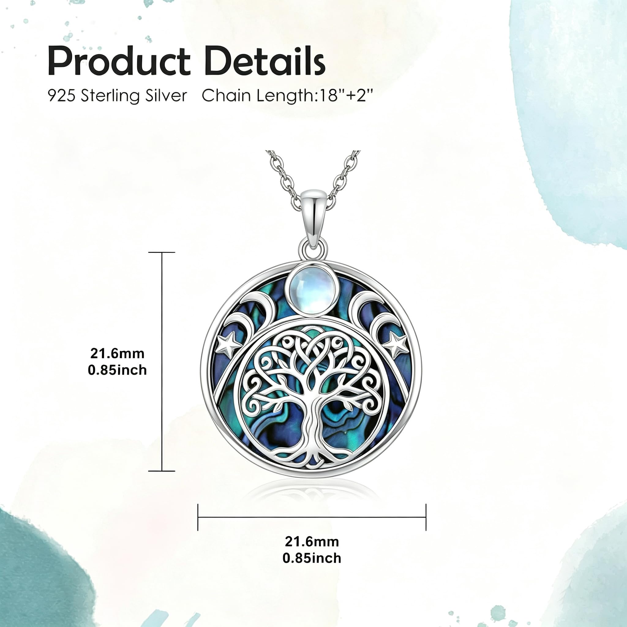 ROMANTICWORK Baum des Lebens/Kleeblatt/Wolf/Eule/Fuchs Anhänger Halskette 925 Sterling Silber Keltischer Knoten Schmuck für Damen Weihnachten Geburtstag