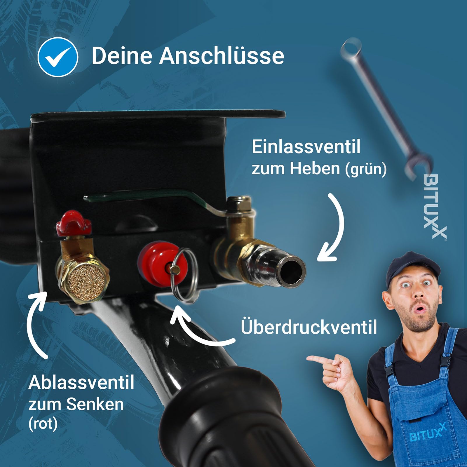 BITUXX Pneumatischer Wagenheber Druckluftwagenheber Luftkissen Autoheber für KFZ Auto bis 3000Kg 3T Schwarz