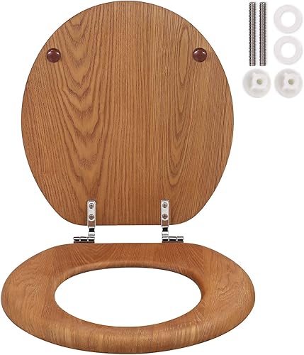 Asiento de inodoro de madera redondo para invierno, asiento de inodoro de madera para asientos de inodoro de tamaño estándar americano, fácil de