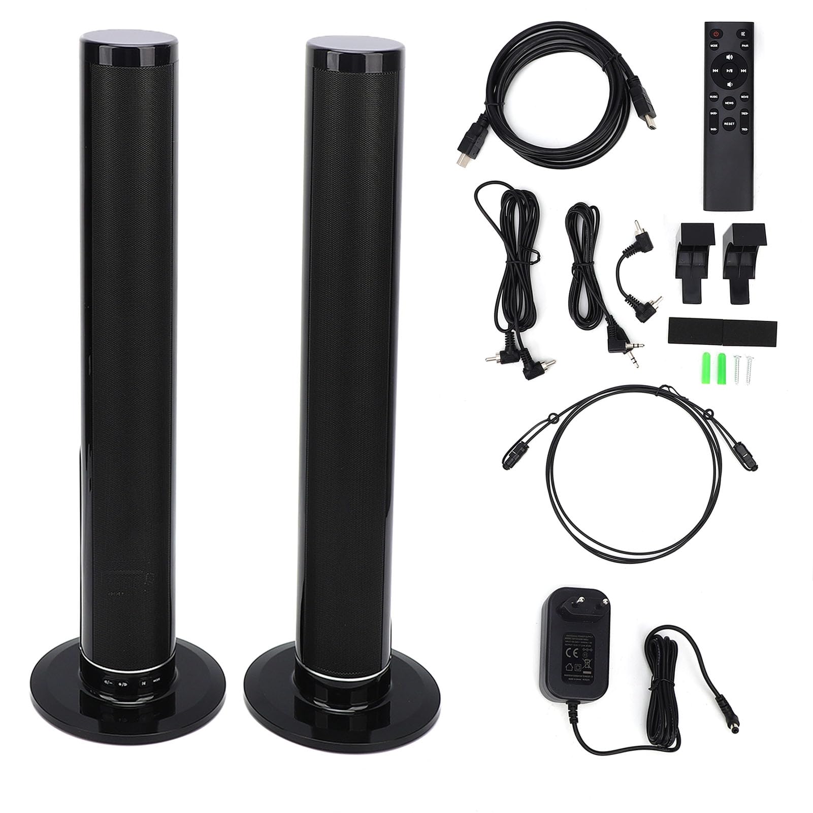 Fockety Soundbar, Odłączany Głośnik Domowy 2 w 1 Zestaw Kina Domowego z Dźwiękiem Przestrzennym Głośnik Kina Domowego do Projektorów Telewizyjnych i Komputerowych (wtyczka UE)