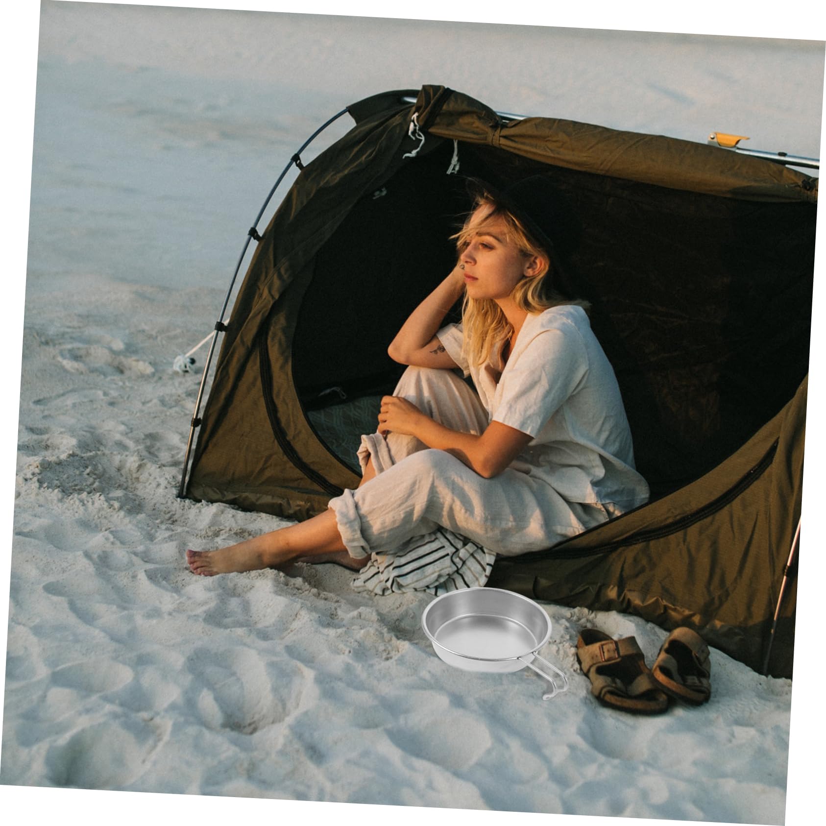 GRIRIW Stainless Steel Camping Bowl Easy to Clean and Sturdy Multi-functional for Outdoor and Home