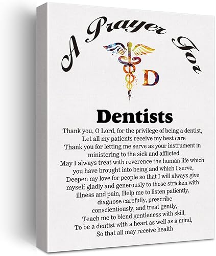 LEXSIVO Lienzo de oración de un dentista para decoración de pared para el hogar, pintura de regalo para dentistas, 11.5 x 15 pulgadas, póster