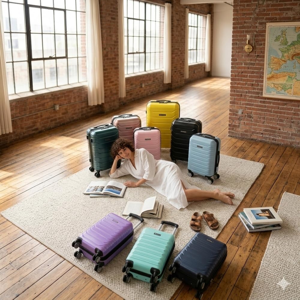 RAYKONG Maleta de Cabina ABS 40x30x20(24L)|Capacidad Maxima| Equipaje de Mano con Ruedas Desmontables para Ryanair | Vueling | EasyJet - RosaDorada — view 6
