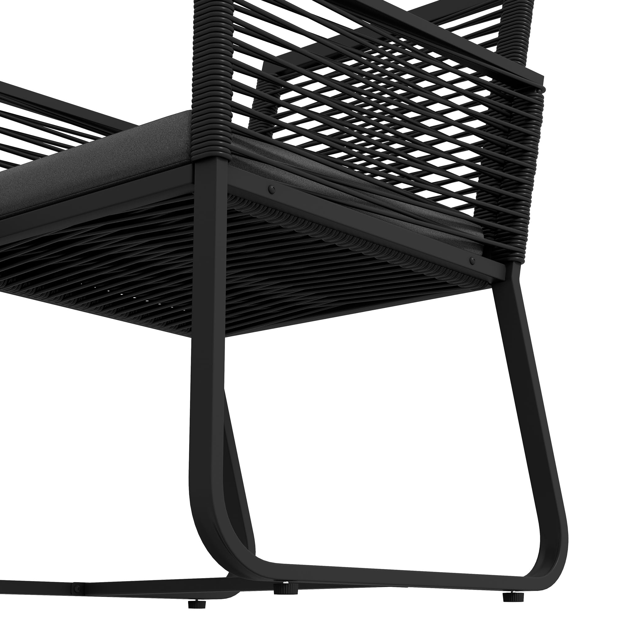 Outsunny 3-teiliges Rattan Gartenmöbel-Set Sitzgruppe Gartengarnitur mit 2 Gartenstühlen, Beistelltisch mit Hartglasplatte, inklusive Kissen, ideal für Balkon, Schwarz