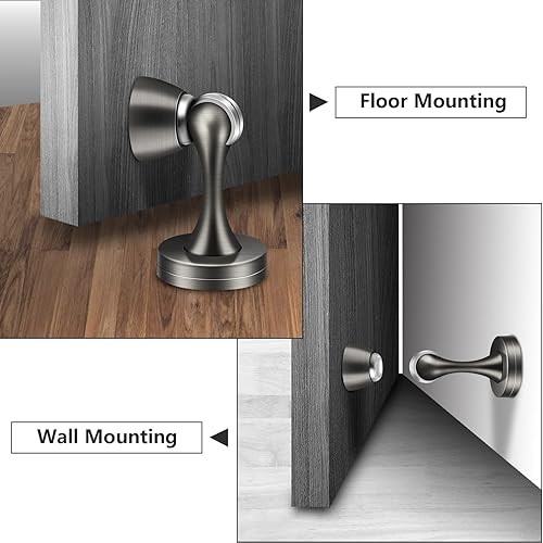 Vista 51 de Tope magnético de puerta, topes magnéticos blancos para puerta, soporte de pared para mantener la puerta abierta, de acero inoxidable, resistente