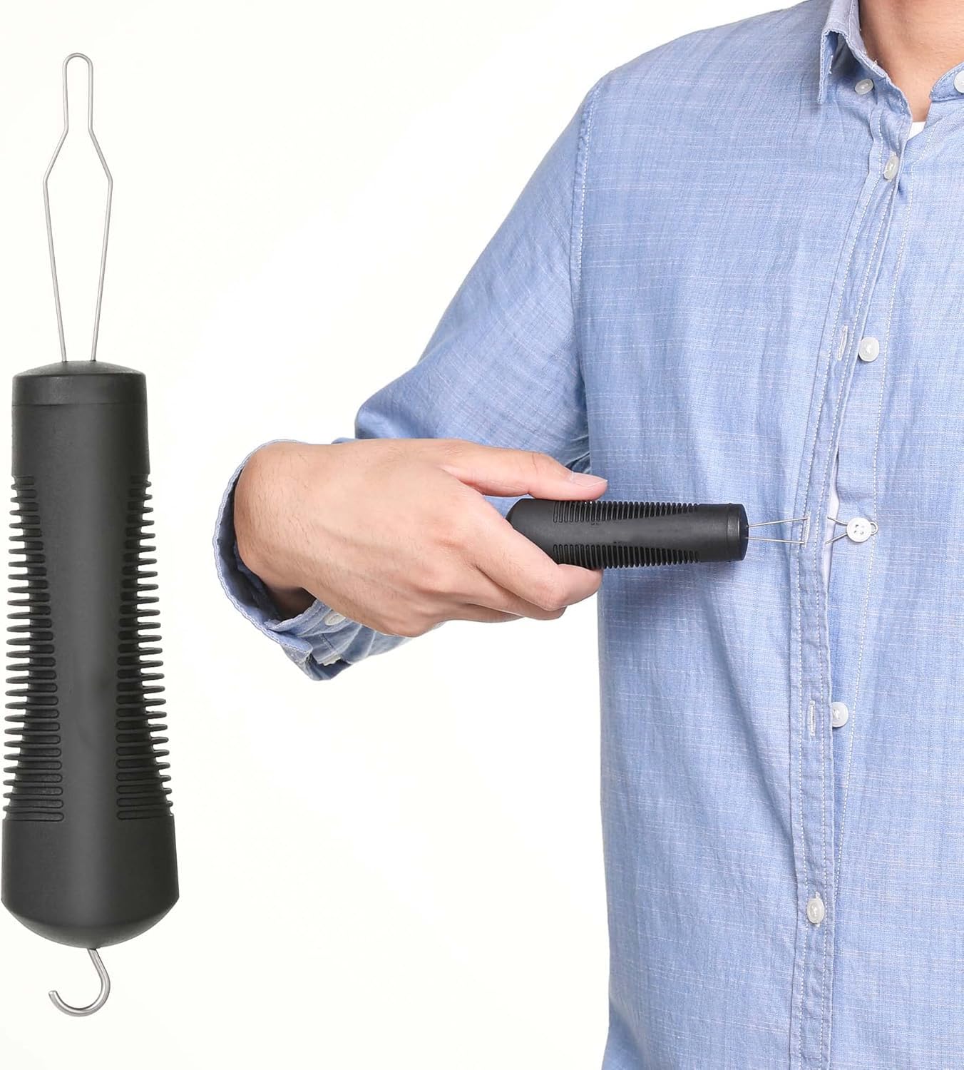 wigswin Elderly Disabled Dressing Buckle Hook Helper Device Zipper Pull Button Shirts Aid Seniors 2 in 1 Dress Clothes Tool, Black