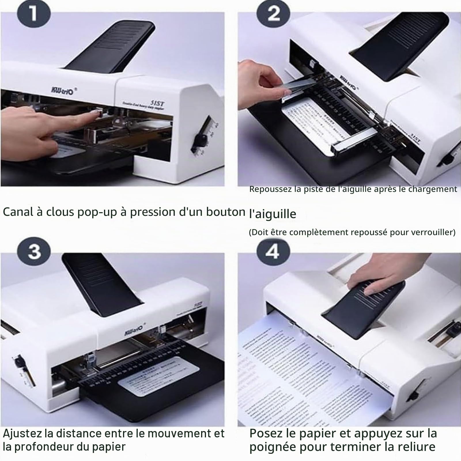 PixCy Agrafeuse à Double Tête,Agrafeuses Bureau,Réglage De La Profondeur D'entrée Papier,pour Agrafeuse Au Format Standard A3/A4/A5 Peut être Clouée Au Milieu,Peut Lier 50 Feuilles