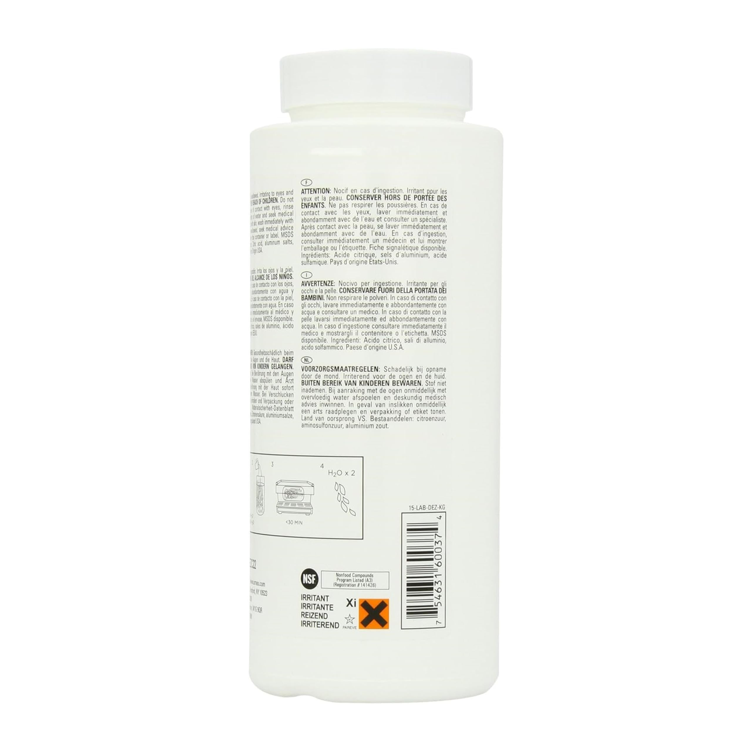 Urnex Dezcal - Polvo Descalcificador para Cafeteras - Elimina la Cal - 900 g - Blanco