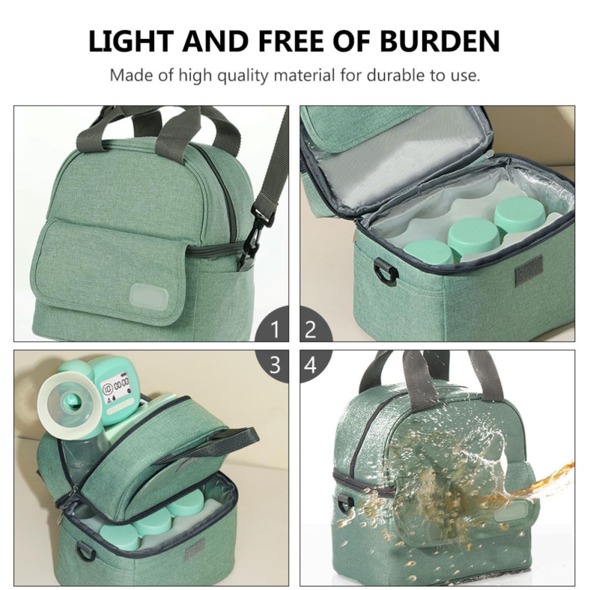 Bolsa Portátil para Leche Materna de Doble Capa Verde