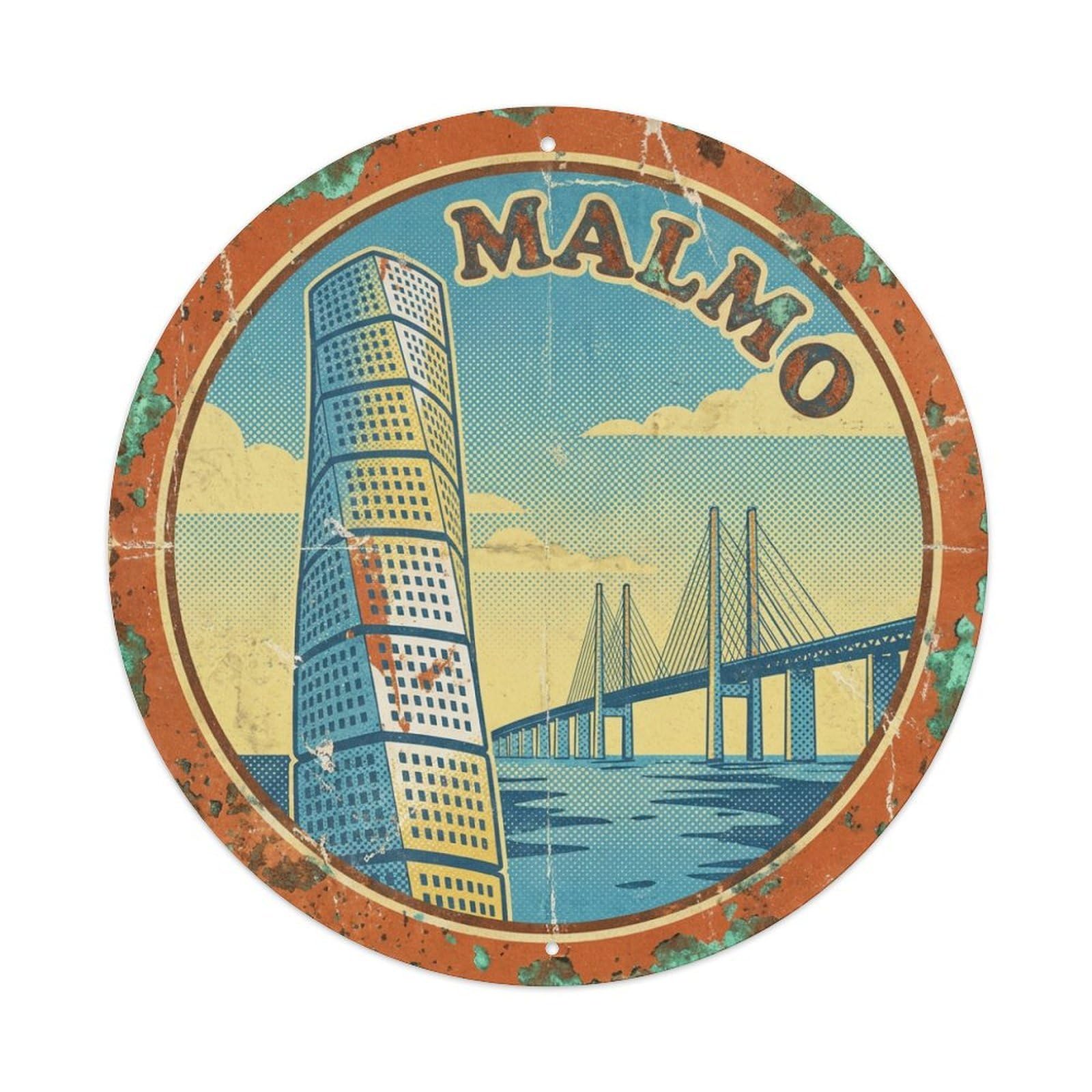 Retro Travel Sweden Malmo Metal Tin Sign