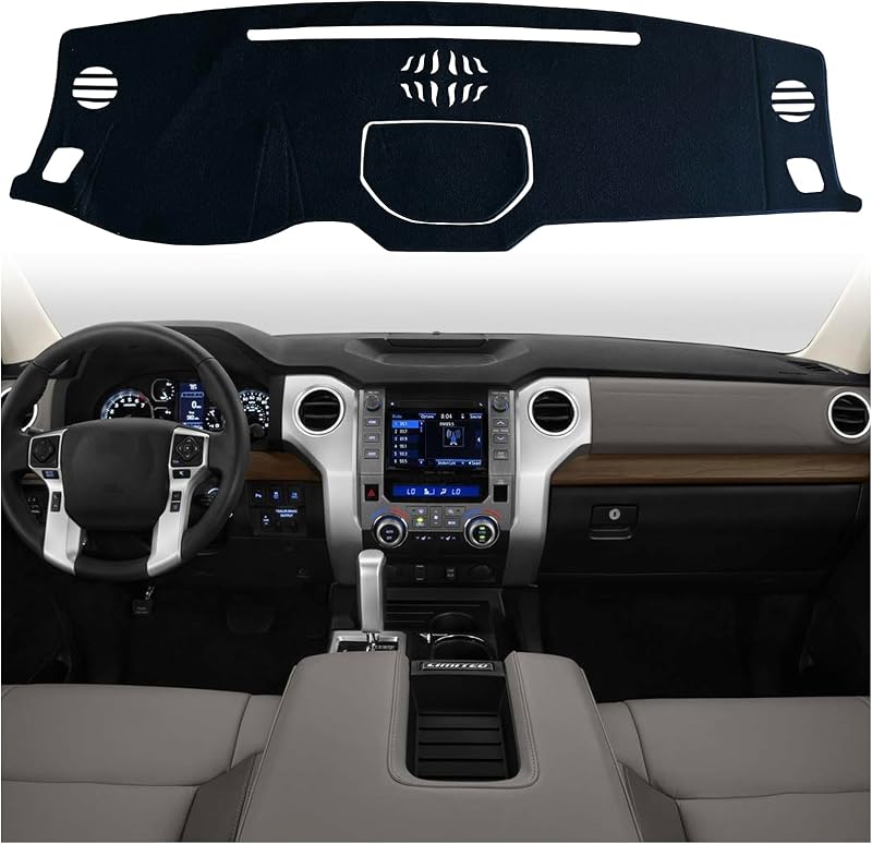 Capa para Painel sob Medida KEEGTBOX para Toyota Tundra 2014 a 2021, com Borda Preta