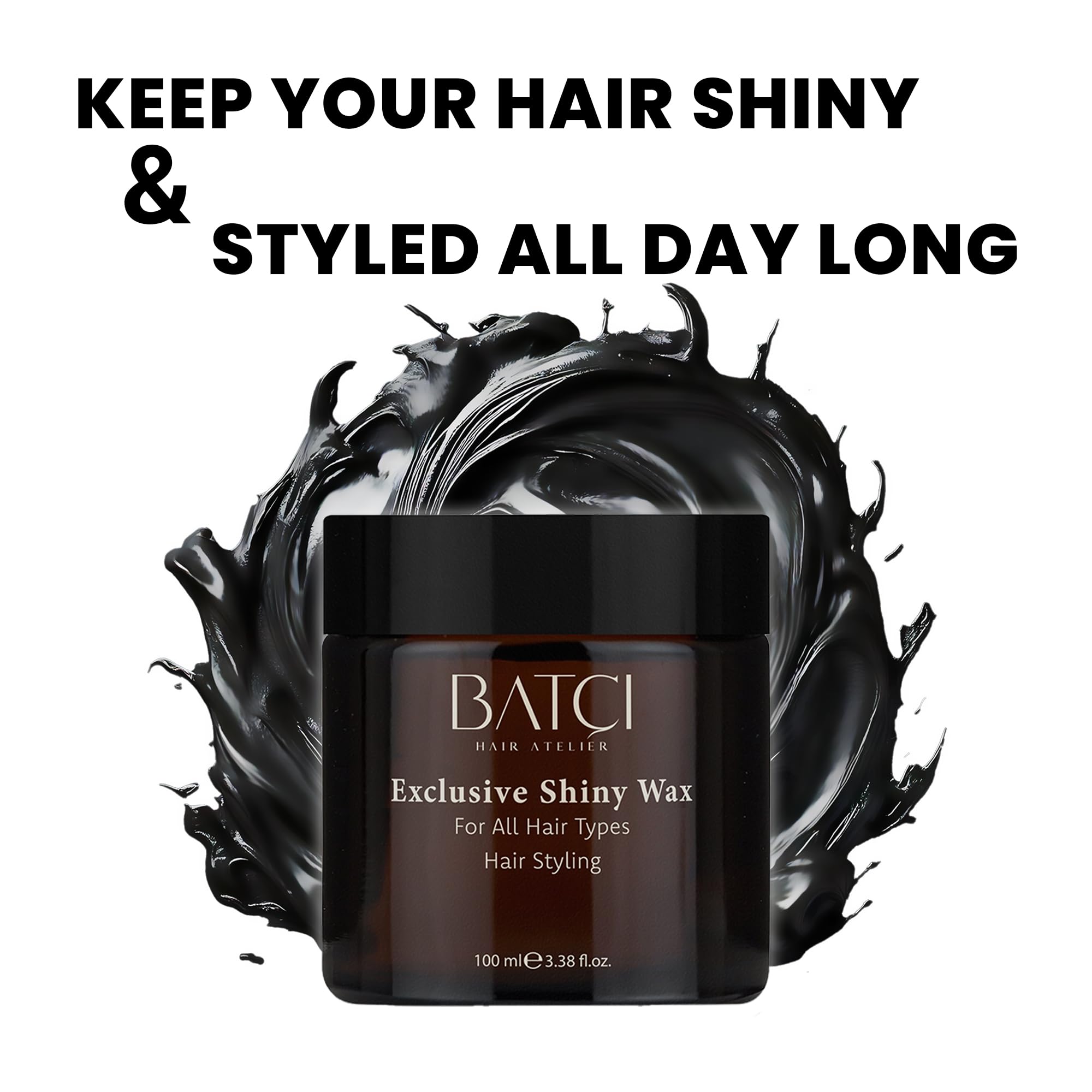 Batci Exclusive Shiny Wax Long-Lasting Radiant Shine Hair Wax, 3.38 fl oz 100ml, beige, 100 g (Pack of 1) - Image 4
