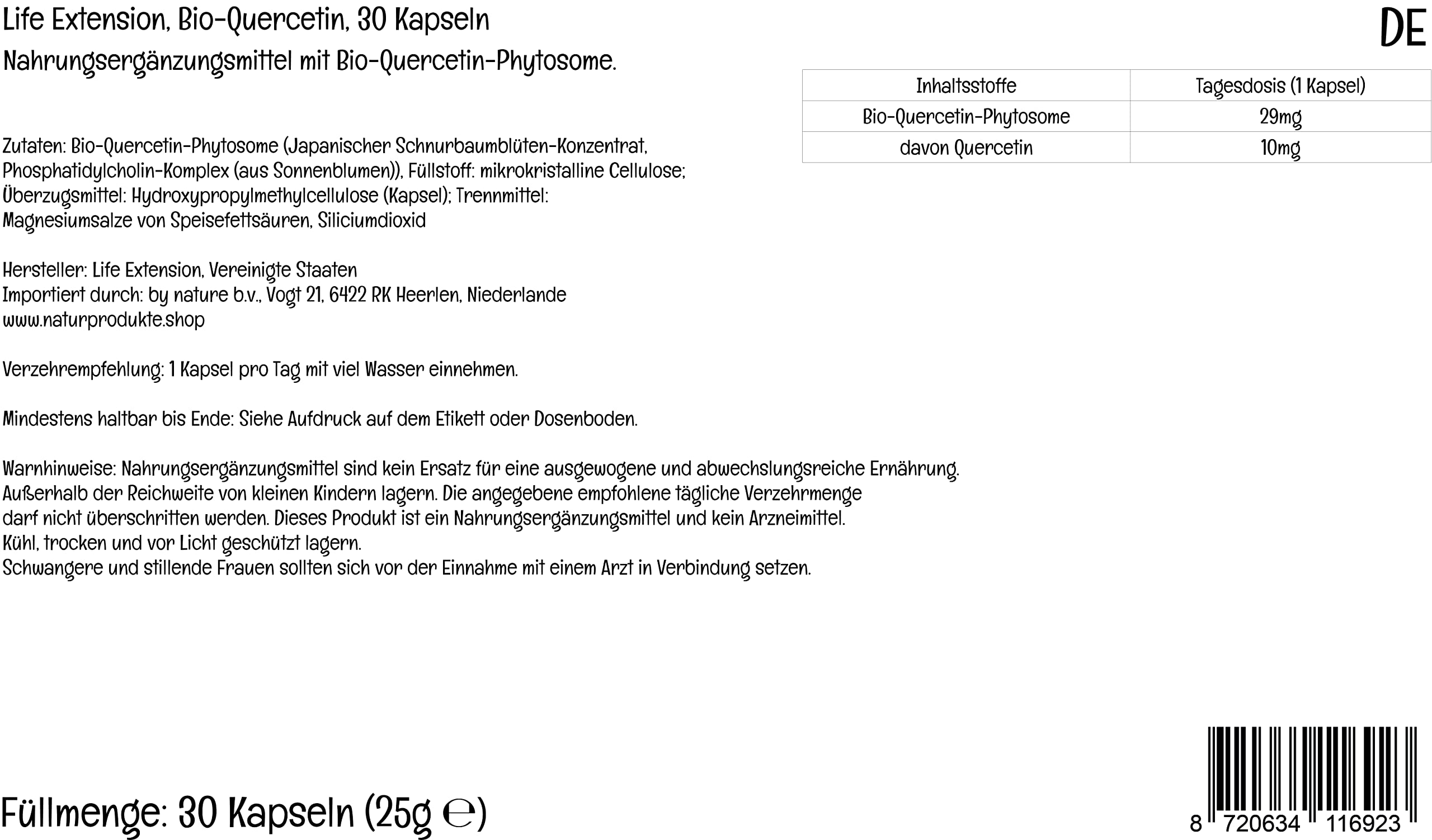 Life Extension, Quercetin, 30 vegane Kapseln, 10mg Quercetin je Dosis, Glutenfrei, Sojafrei, GMO frei, Geschmacksneutral (Packung mit 2)