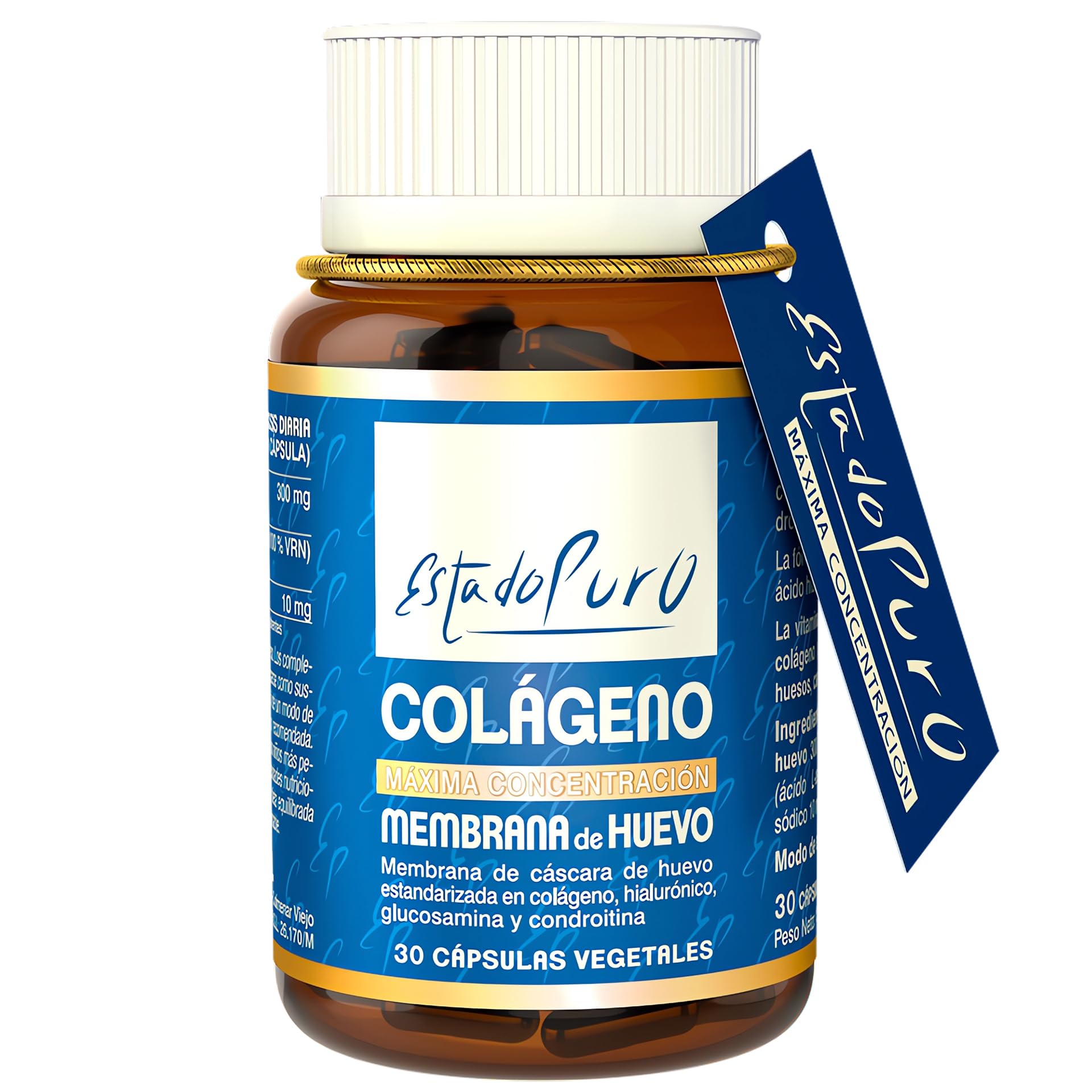 Membrana de Huevo Estado Puro - Colágeno Vegetariano Ovomet (Tipo 1, 3, 5 y 10) - Fuente Natural de Colágeno, Ácido Hialurónico, Elastina, Glucosamina, Condroitina - 30 Cápsulas Vegetales de Tongil