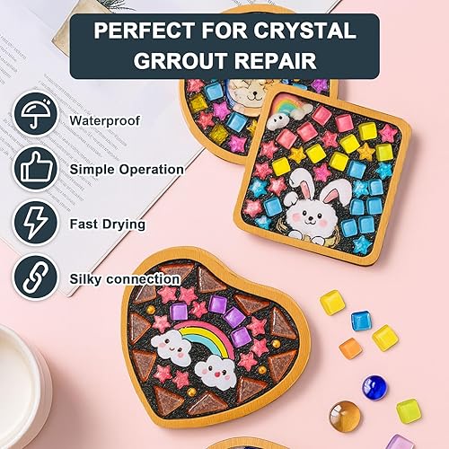 Miniatura 2 de Lechada de mosaico para manualidades  Lechada de azulejos de cristal de secado rápido, agente de calafateo listo para usar para arte de vidrio de