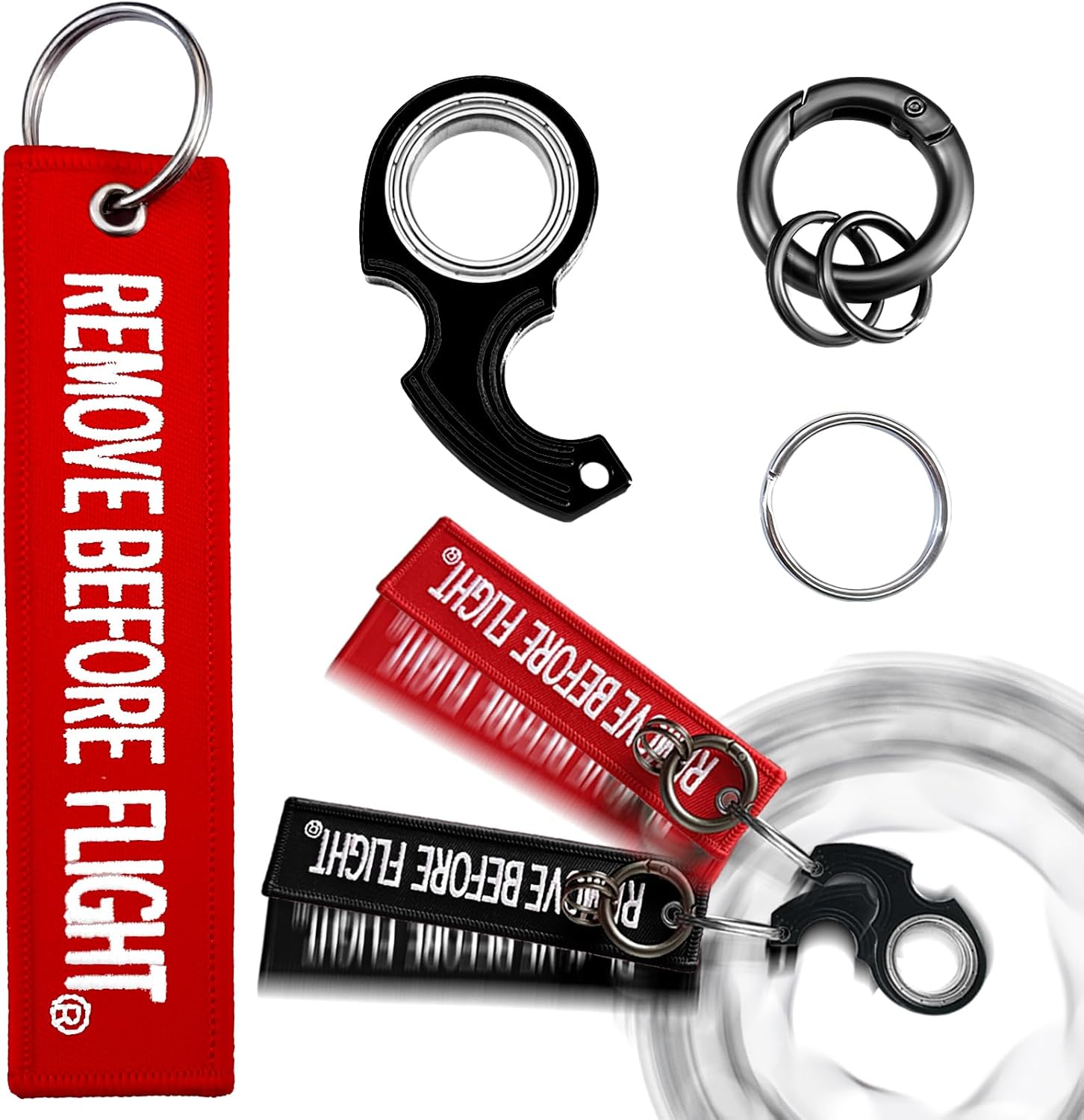 LENCLE Keychain Spinner Set,Fidget Toy,Full Metal Spinning Keychain Fidget with Tag for Motorcycles,Backpacks,and Men's Gifts