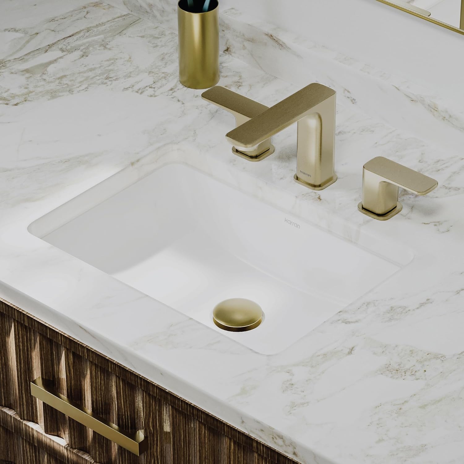 Karran Valera VC-113-WH 18" Rectangular Undermount Bathroom Sink in White – Vitreous China, Compact Bowl