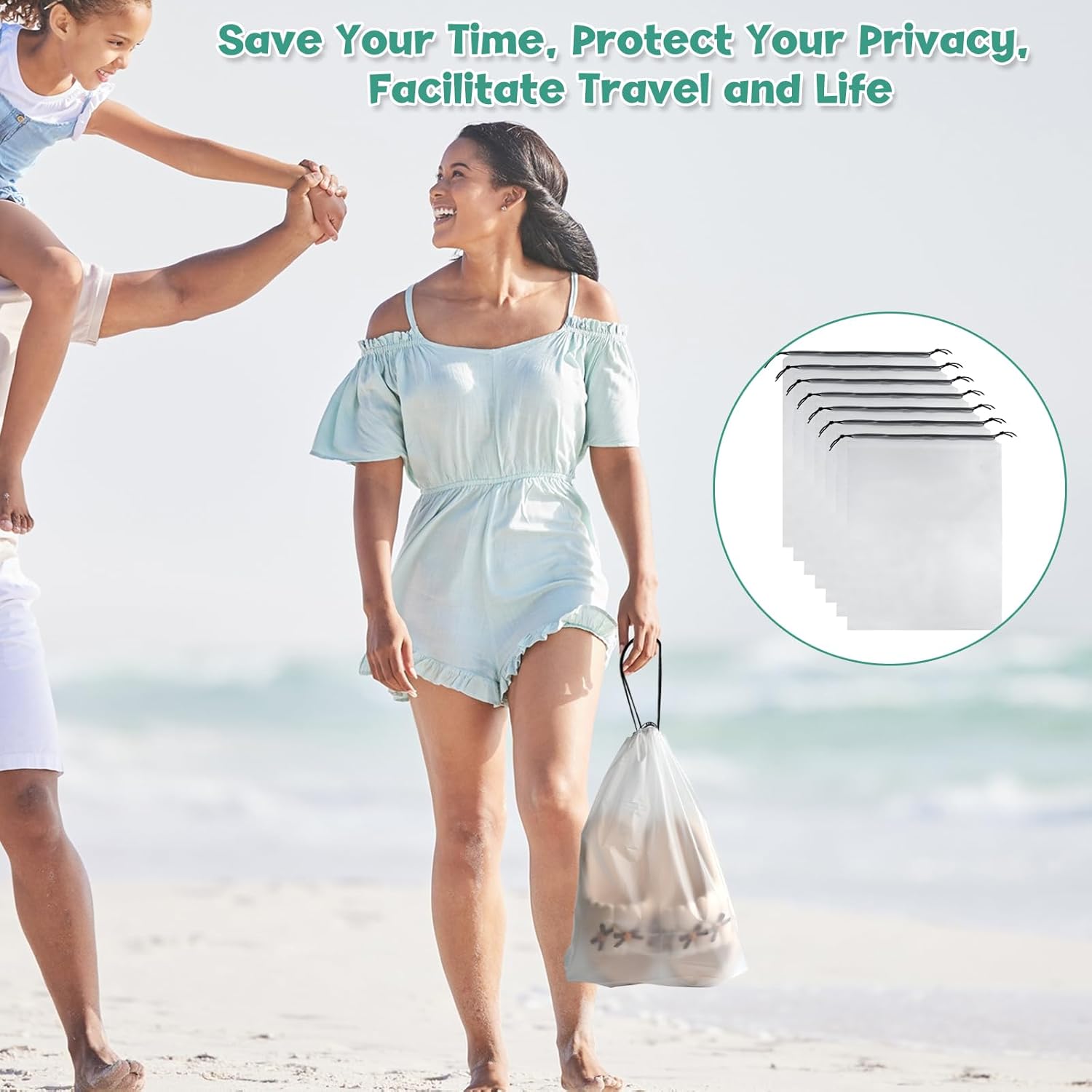 100Pcs Shoe Bags for Travel，PLULON 15.7" x 11.8" Clear Drawstring Storage Plastic Bags Shoes Organizer for Packing Waterproof Dustproof Women Men Portable Travel Essentials - Image 7