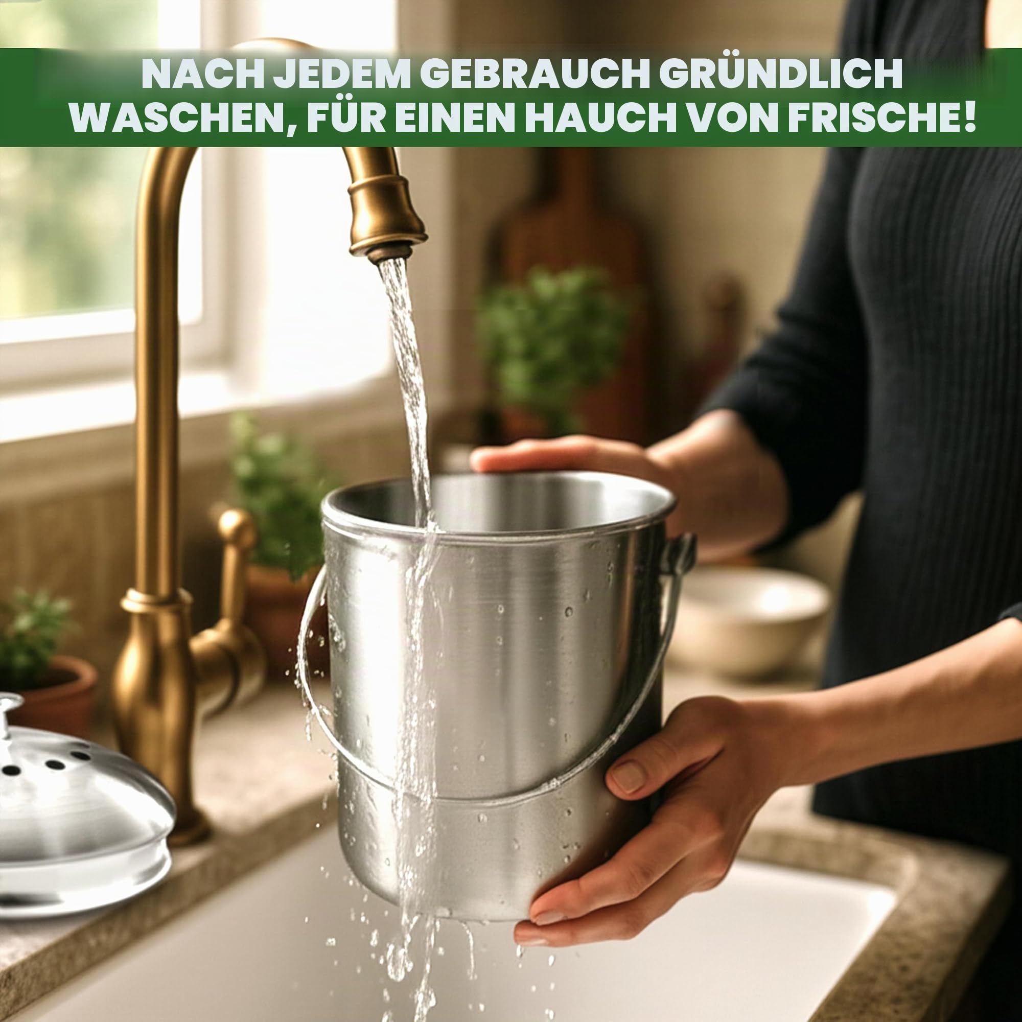 Premium-Qualität Edelstahl Kompostbehälter Komposteimer 1,3 Gallonen, Inklusive Kohlefilter - von Utopia Kitchen