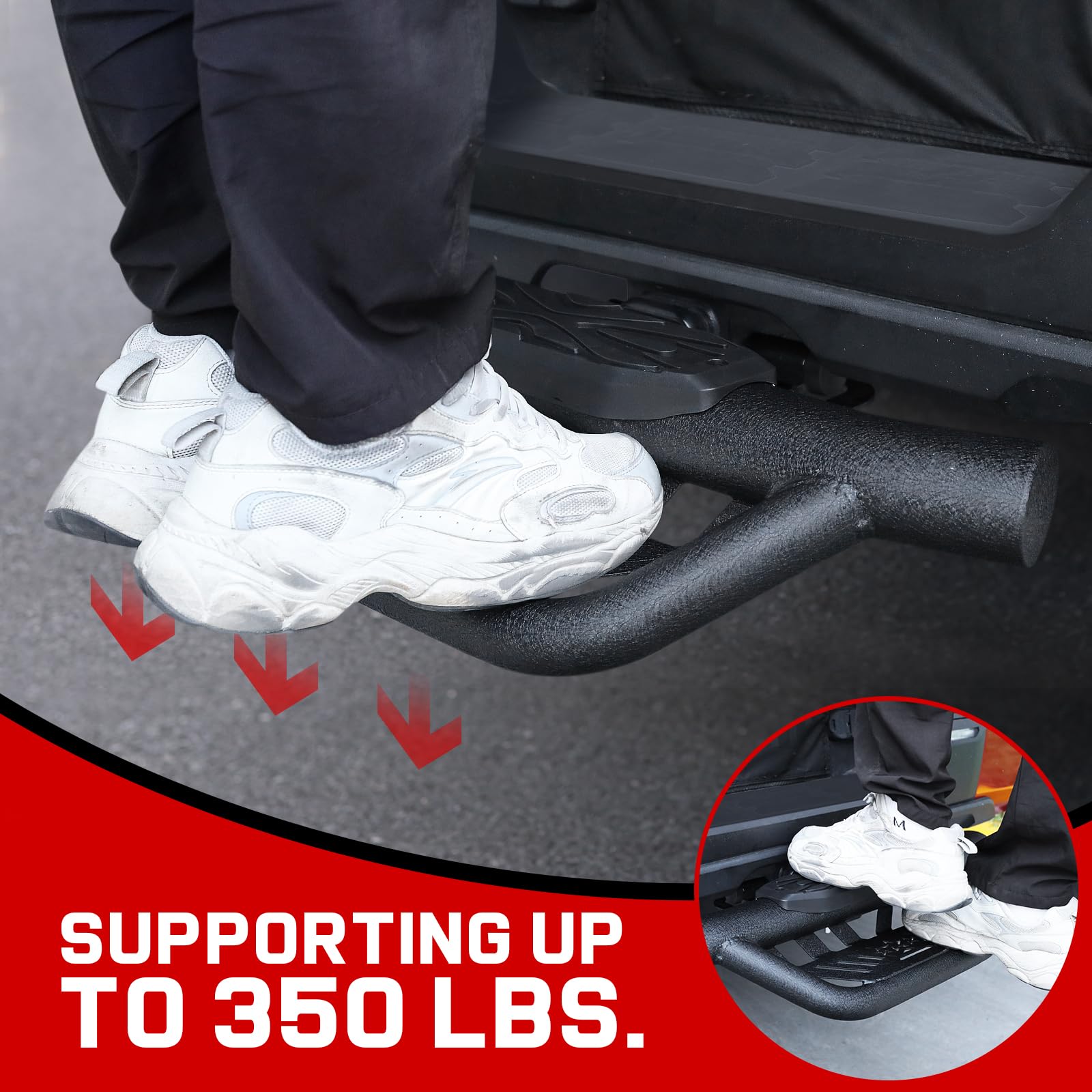 OTHOWE Double Layer Tow Hitch Step for 2 Hitch Receiver Carbon Steel with Dual-Stage Black Powder Anti-Slip Trailer — view 5