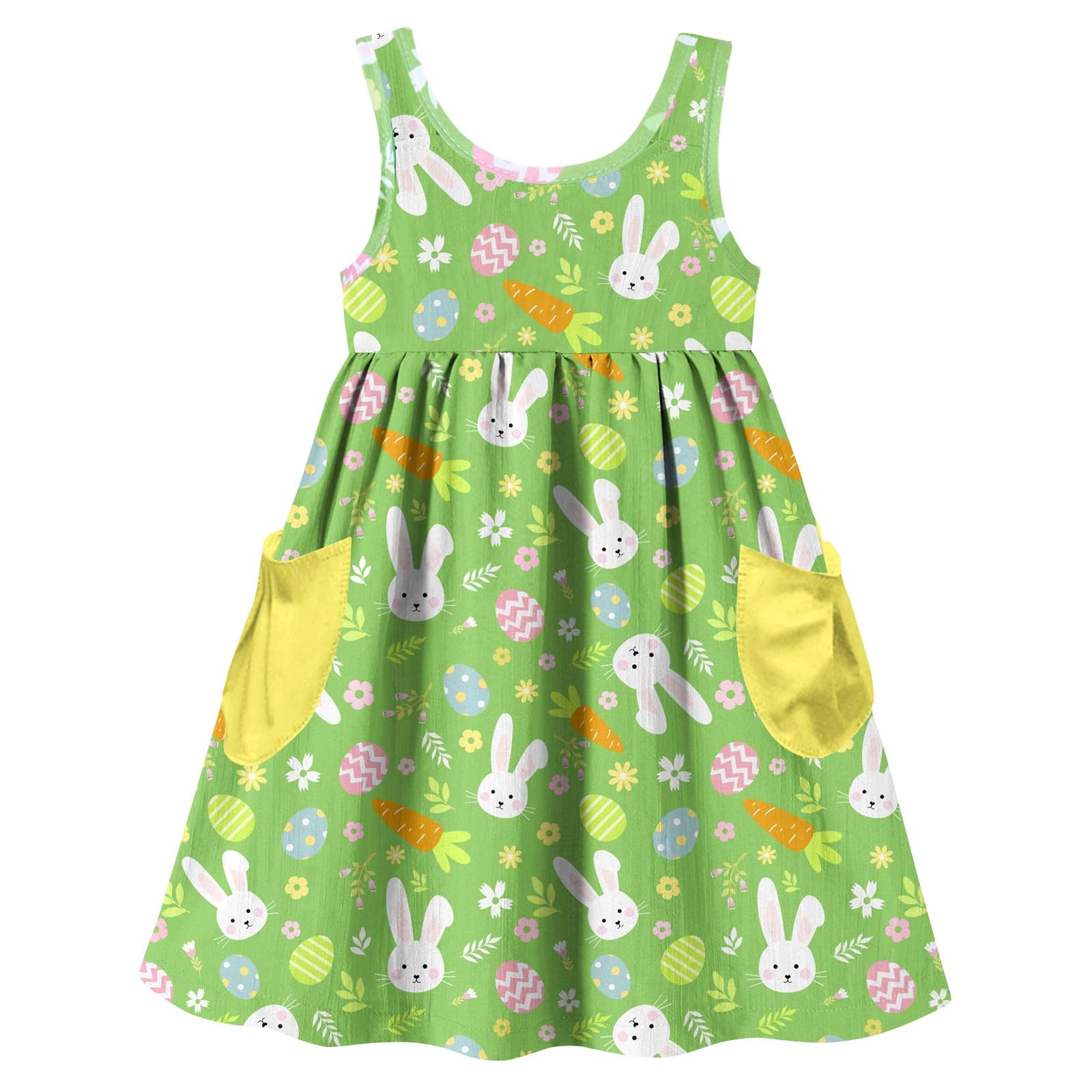 Vieille Little Girls Sleeveless Dress Cute Summer Sundress with Pocket 2-7 Years