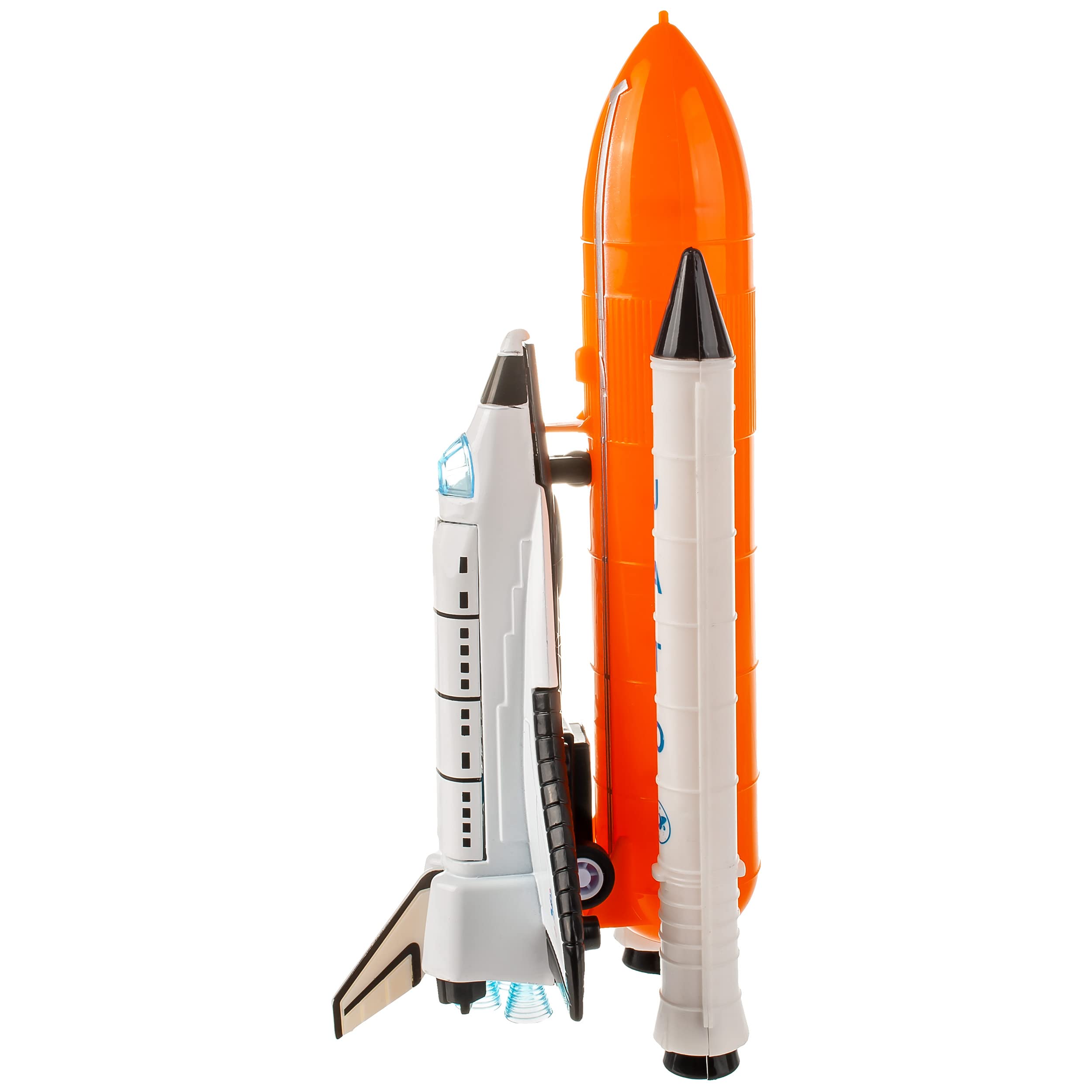 alles-meine.de GmbH Raumschiff & Space Shuttle mit Licht & Sound inkl. Name - Schwungrad Antrieb - bewegliche Räder - aus Metall & Kunststoff - Spielzeugrakete - Fahren - Auf..
